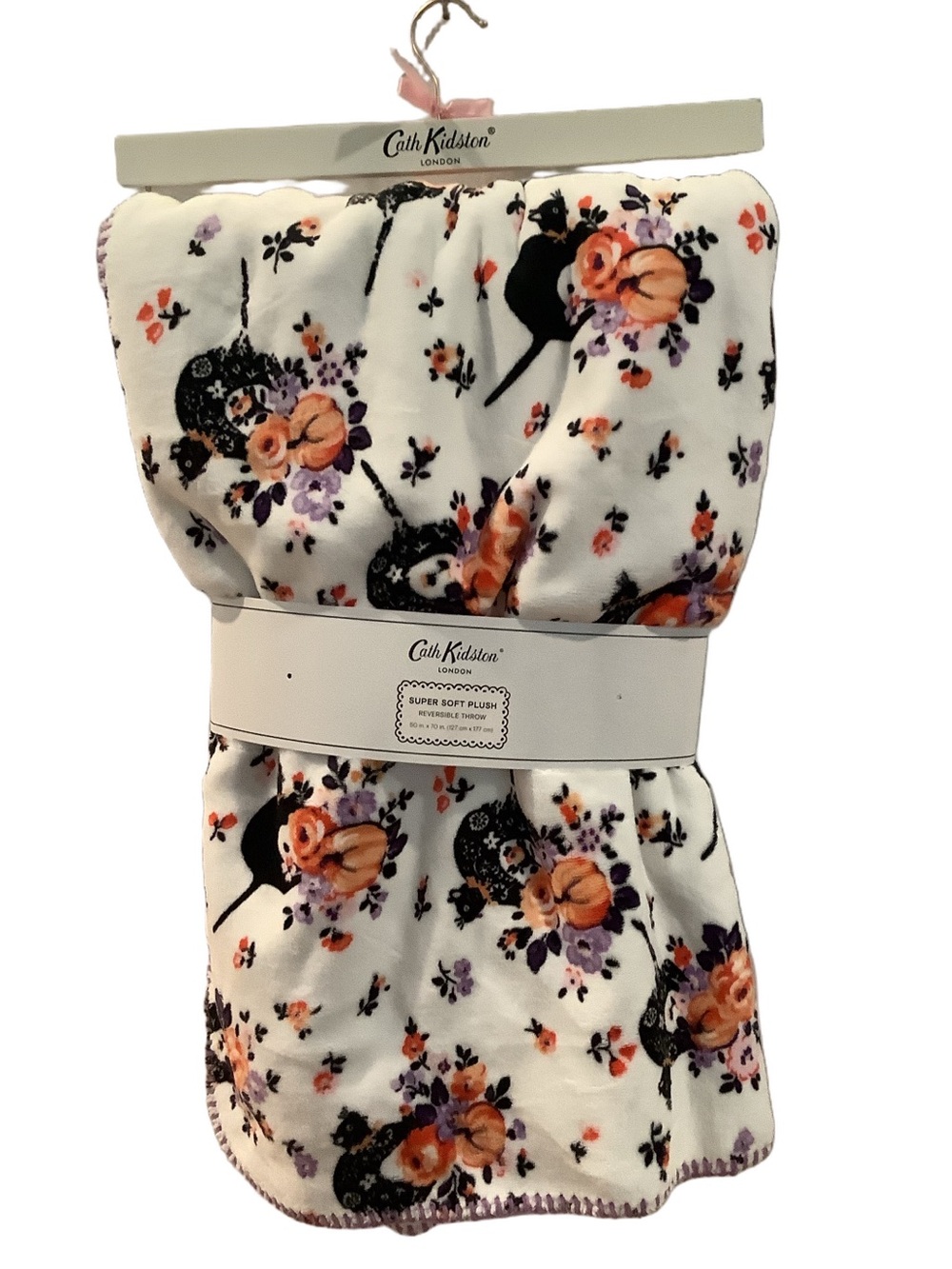 Cath Kidston Scaredy Cat Halloween Plush Reversible Throw Blanket New
